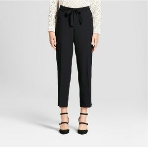 Women's Straight Leg Tie Waist Crepe Pants